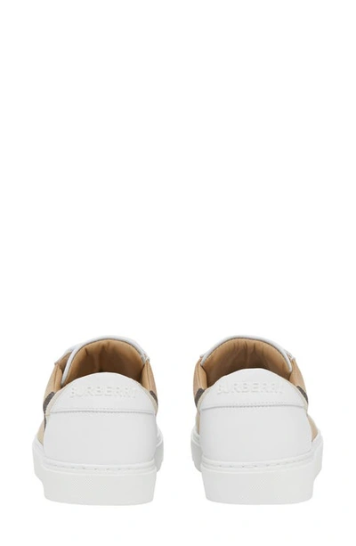 Burberry New Salmond Check Leather Sneakers In Optic White