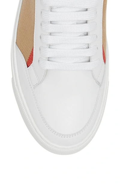 Shop Burberry Salmond Check Low Top Sneaker In Optic White