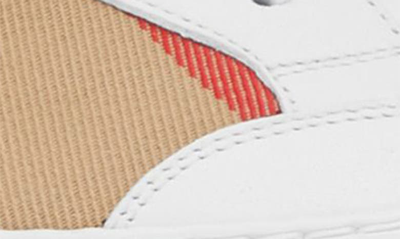 Burberry New Salmond Check Leather Sneakers In Optic White