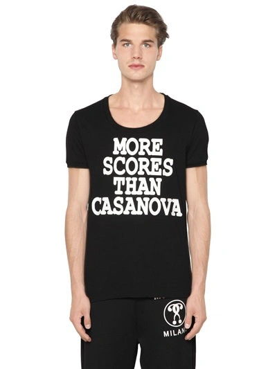 Moschino Casanova Printed Cotton Jersey T-shirt, Black In Black