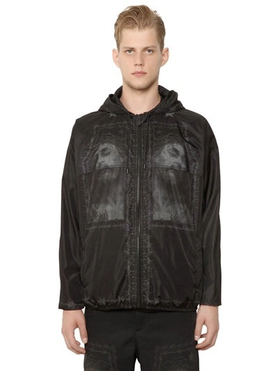 Shop Givenchy Jesus Printed Nylon Windbreaker Jacket, Black