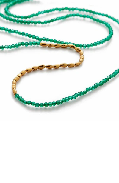 Shop Monica Vinader Mini Nugget Beaded Long Necklace In 18ct Gold Vermeil On Silver