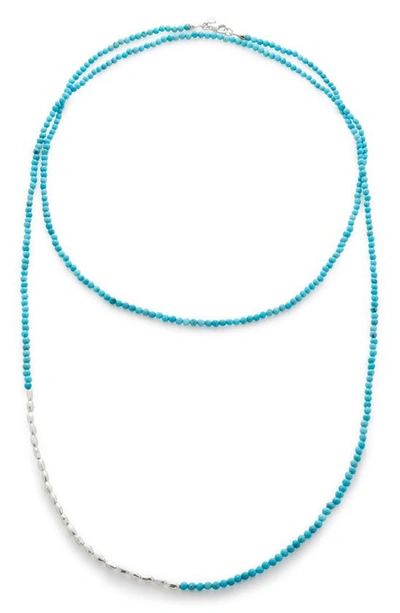 Shop Monica Vinader Mini Nugget Beaded Long Necklace In Sterling Silver