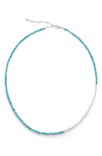 Shop Monica Vinader Mini Nugget Stone Beaded Necklace In Sterling Silver