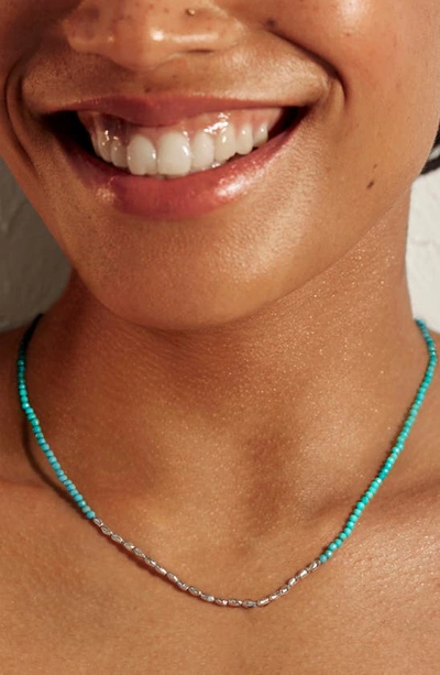Monica Vinader Mini Nugget Recycled Sterling-silver And Turquoise Beaded Necklace In Sterling Silver