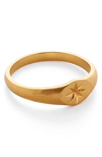 Shop Monica Vinader Guiding Star Signet Ring In 18ct Gold Vermeil On Silver