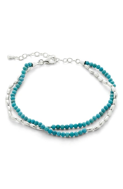 Shop Monica Vinader Mini Nugget Beaded Layered Bracelet In Sterling Silver