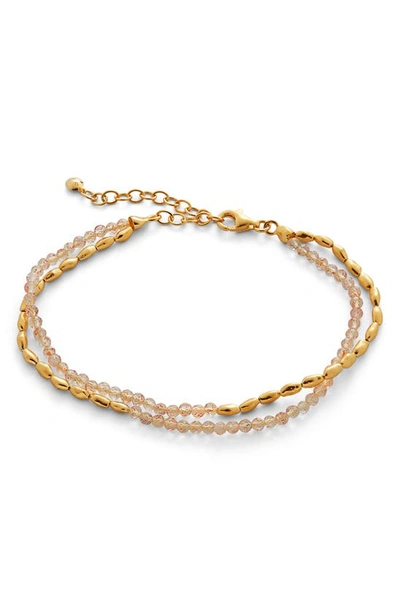 Shop Monica Vinader Mini Nugget Beaded Layered Bracelet In 18ct Gold On Sterling