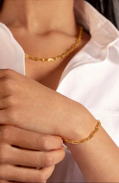 Shop Monica Vinader Deco Paper Clip Chain Bracelet In Yellow Gold