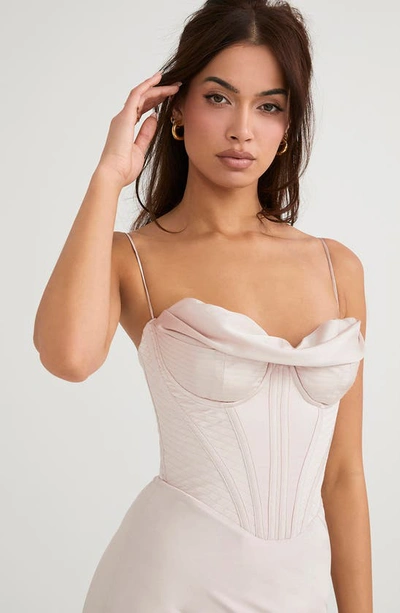 House Of Cb Myrna Satin Corset Midi Dress In Crystal