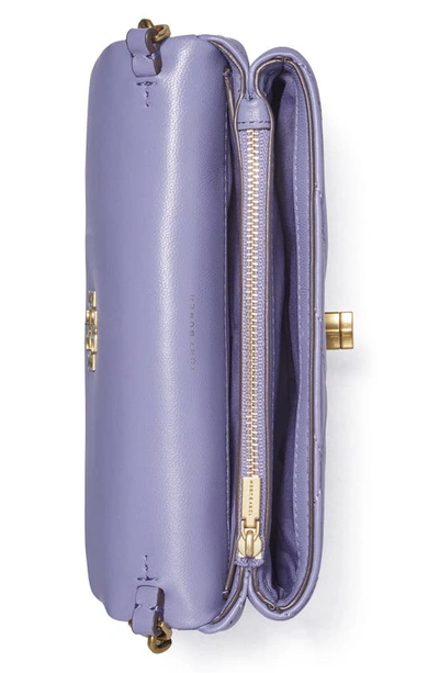 Tory Burch Kira Chevron Quilted Leather Wallet On A Chain In Dark Lotus