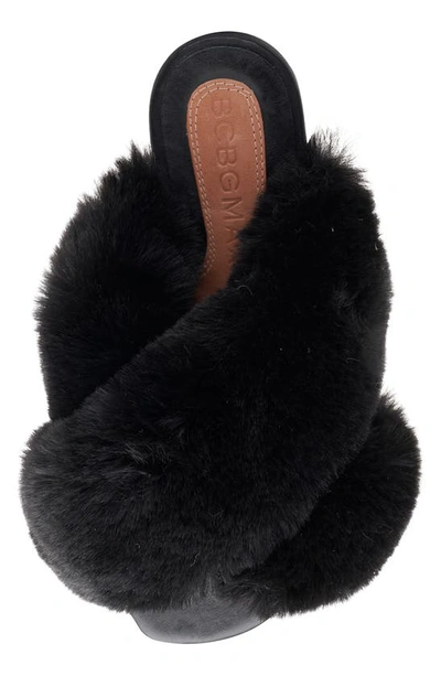 Shop Bcbgmaxazria Thea Faux Fur Slipper In Black