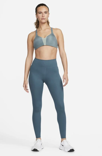 Shop Nike One Luxe Tights In Ash Green/ Clear