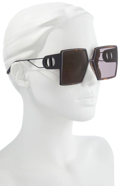 Shop Dior 30montaigne Su 58mm Square Sunglasses In Dark Havana / Smoke Mirror