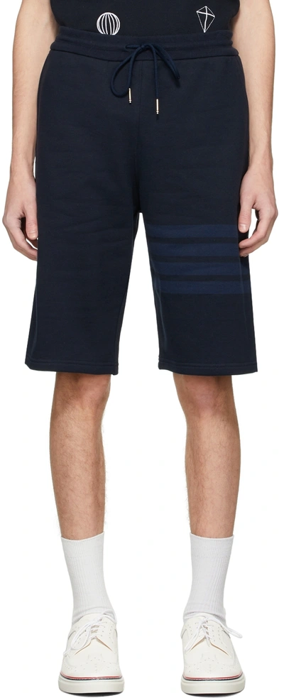 Shop Thom Browne Navy Loopback 4-bar Classic Sweat Shorts In 415 Navy
