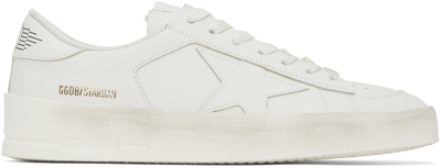 Shop Golden Goose White Stardan Low Top Sneakers In Optic White