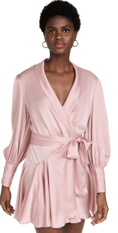 Shop Zimmermann Silk Wrap Mini Dress In Blush