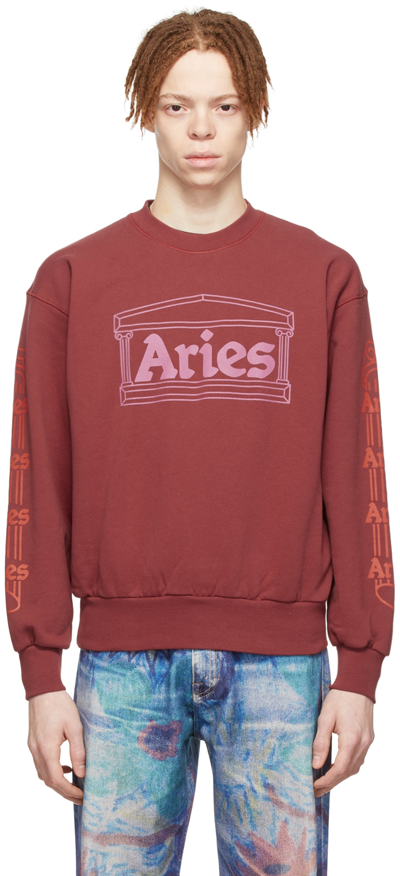 Shop Aries Red Column Sweatshirt In Rosewood