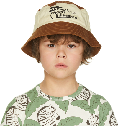 Shop Mini Rodini Kids Off-white & Tan Mt Kilimanjaro Bucket Hat In Offwhite