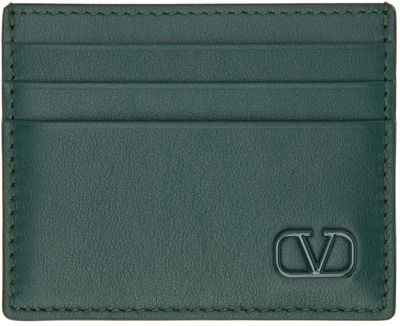 Shop Valentino Green Vlogo Signature Card Holder In Js8 English Green