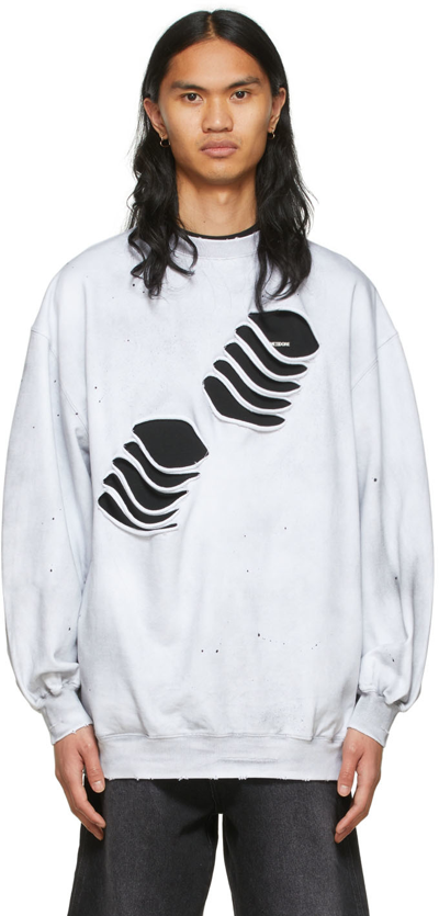 We11 Done Gray Cotton Sweatshirt In White