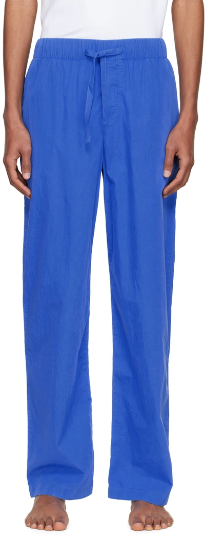 Shop Tekla Blue Organic Cotton Pyjama Pants In Royal Blue