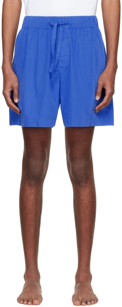 Shop Tekla Blue Organic Cotton Pyjama Shorts In Royal Blue