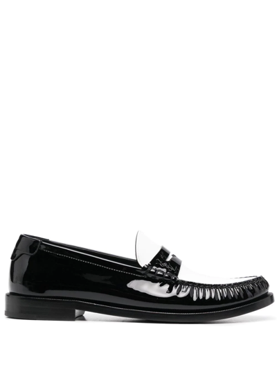 Shop Saint Laurent Le Loafer Contrast Detail Loafers In Black