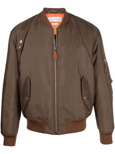 Shop Alexander Mcqueen Harness Bomber Jacket In Brown