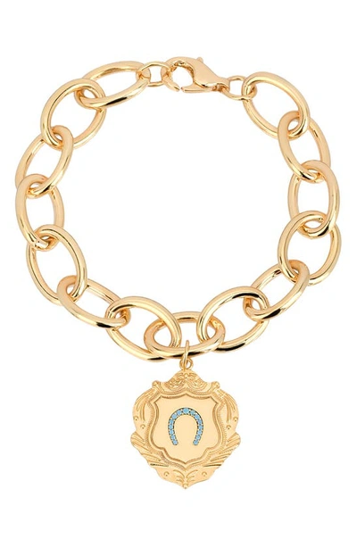 Shop Gab+cos Designs 14k Gold Plated Sterling Silver Cz Horseshoe Shield Bracelet