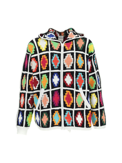 Shop Marcelo Burlon County Of Milan Macrame Cross Knitted Sweater In Multi