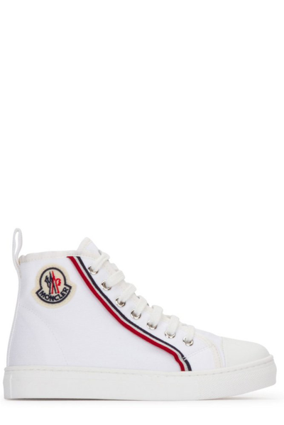 Shop Moncler Enfant Logo Patch Lace In White