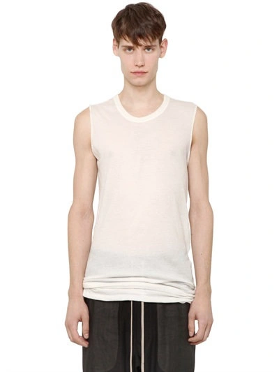 Shop Rick Owens Cotton Jersey Sleeveless T-shirt In Milk
