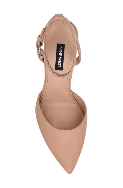 Shop Nine West Timia Ankle Strap Pointed Toe Pump In Light Natural Leather
