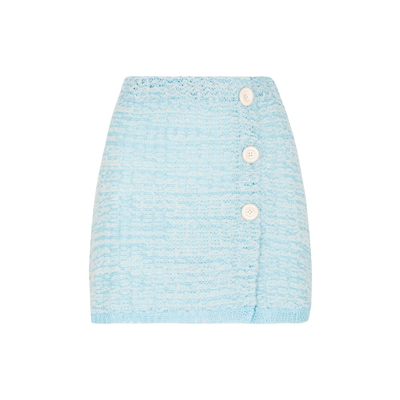 Shop Acne Studios Weave Effect Mini Skirt In Blue