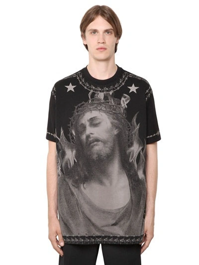 GIVENCHY Columbian Jesus Printed Cotton T-Shirt, Black 