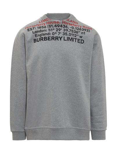 Shop Burberry Logo Printed Crewneck Sweatshirt In Grey
