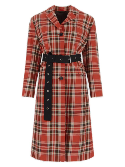 Shop Acne Studios Checked Belted Coat In Multi