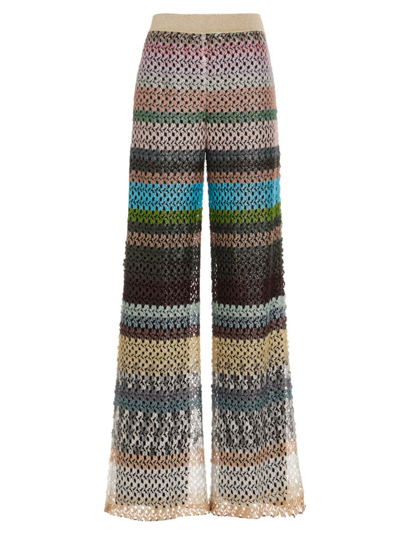 Shop Missoni Striped Knitted Flared Pants In Multi
