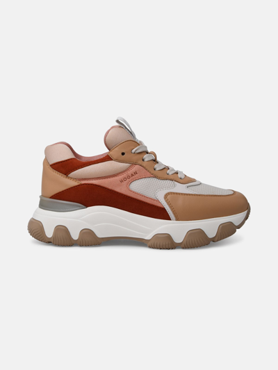 Shop Hogan Multicolor Leather Blend Hyperactive Sneaker In Beige