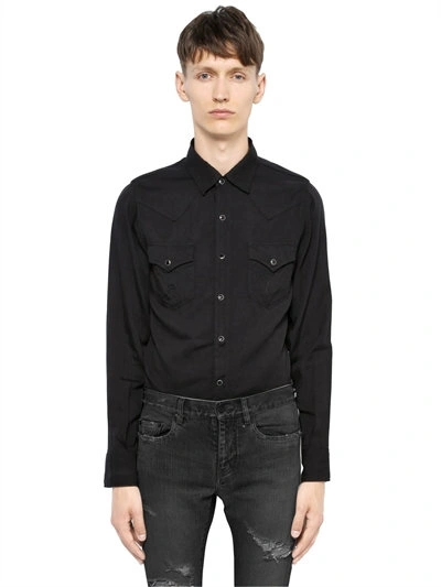 Shop Saint Laurent Light Twill Western Shirt In Black