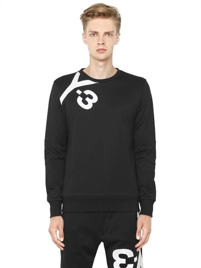 Shop Y-3 Logo Detail Cotton Sweatshirt, Black