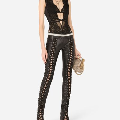 Dolce & Gabbana Crossover-strap Laced Triangle-bra In Black