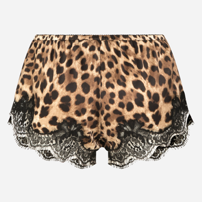 Dolce & Gabbana Leopard-print Stretch Silk Shorts In Stampa Leo