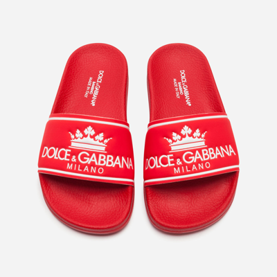 Shop Dolce & Gabbana Sandals In Branded Lycra In Red