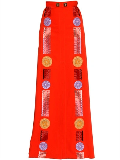 Peter Pilotto Embroidered Cady Skirt In Red