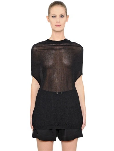 Rick Owens Sheer Viscose Crater Knit Sweater In Black