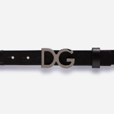 Shop Dolce & Gabbana Stretch Tape Belt With Logo In Black/white