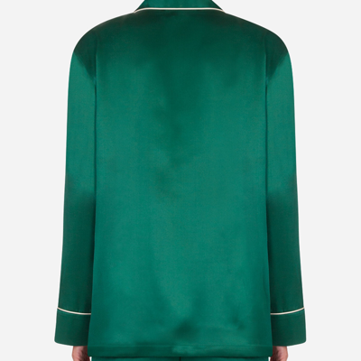 Shop Dolce & Gabbana Dg-embellished Pajama Set With Matching Face Mask In Green
