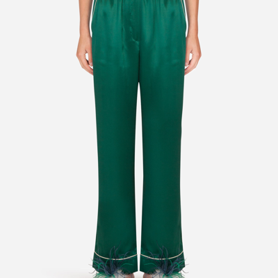 Shop Dolce & Gabbana Dg-embellished Pajama Set With Matching Face Mask In Green